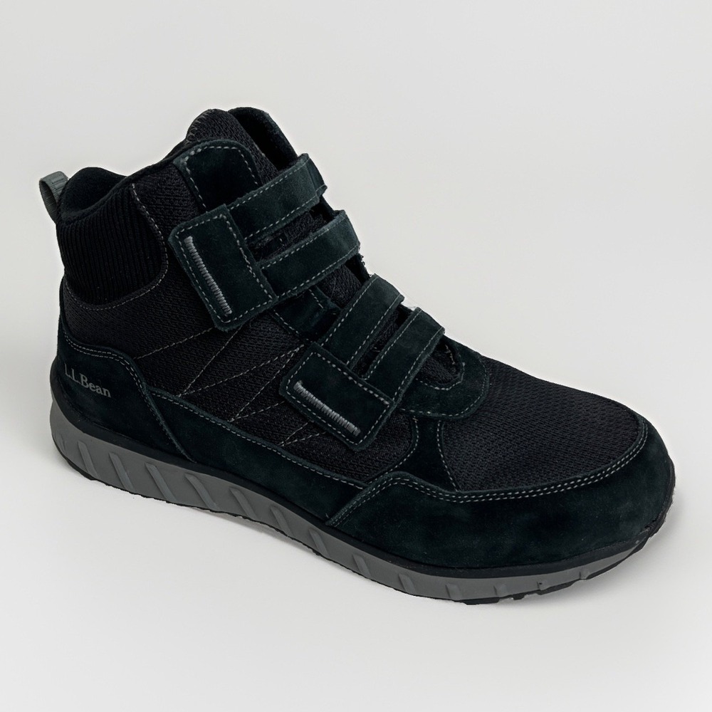L.L. Bean Mens Insulated Snow Sneaker 5 Boots Black Leather Hook & Loop Size 13W